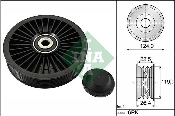 Deflection/Guide Pulley, V-ribbed belt